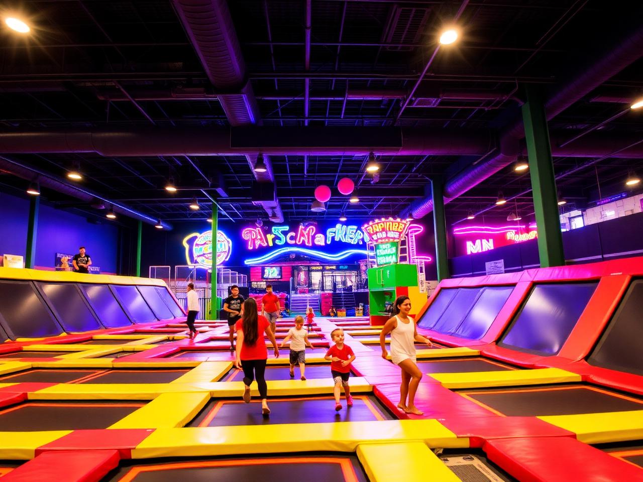 Modern indoor trampoline park and arcade venue